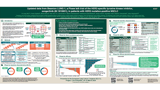 Updated data from Beamion LUNG-1, a Phase (Ph) Ia/b trial of the HER2-specific tyrosine kinase inhibitor (TKI), zongertinib (BI 1810631), in patients (pts) with HER2 mutation-positive (m+) NSCLC