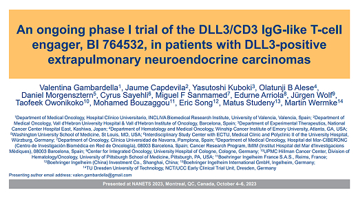 An ongoing phase I trial of the DLL3/CD3 IgG-like T-cell engager, BI 764532, in patients with DLL3-positive extrapulmonary neuroendocrine carcinomas