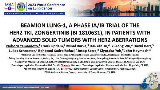 Beamion™ Lung 1, a Phase Ia/Ib trial of the HER2 TKI, BI 1810631 in patients with advanced solid tumors with HER2 aberrations