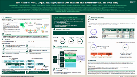 First results for intravenous (IV) VSV-GP (BI 1831169) in patients (pts) with advanced solid tumors from the 1456-0001 study
