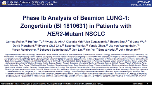 Primary Phase Ib analysis of Beamion™ LUNG-1: zongertinib (BI 1810631) in patients with HER2 mutation-positive NSCLC