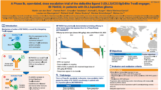 A Phase Ib, open-label, dose escalation trial of the delta-like ligand 3 (DLL3)/CD3 IgG-like T-cell engager, BI 764532, in patients with DLL3-positive glioma.