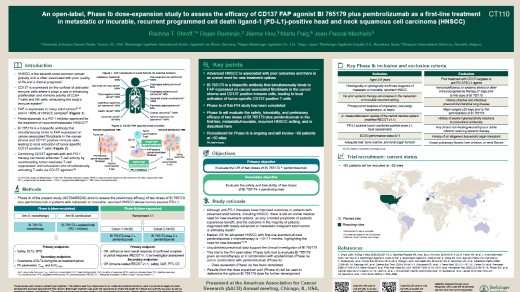 An open-label, Phase Ib, dose-expansion study to assess the efﬁcacy of the CD137/FAP bispeciﬁc agonist antibody BI 765179 plus pembrolizumab as a ﬁrst-line treatment in metastatic or incurable, recurrent, PD-L1-positive, head and neck squamous cell carcinoma