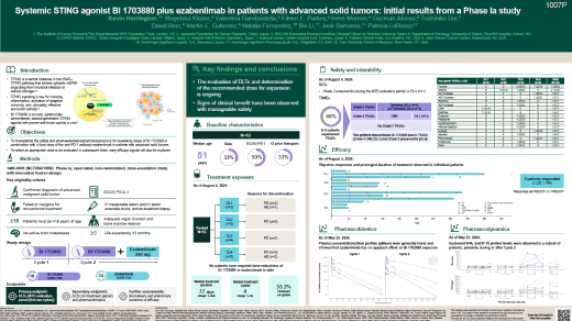 Systemic STING agonist BI 1703880 plus ezabenlimab in patients (pts) with advanced solid tumors: Initial results from a phase Ia study
